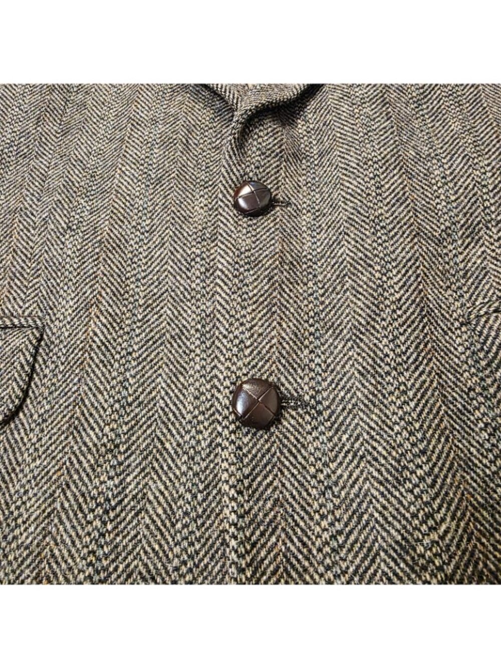 Vtg Deansgate Harris Tweed Style Blazer Jacket Mens Brown 39R Herringbone Wool - Picture 3 of 13